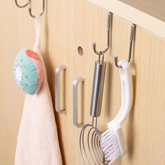 4pcs Stainless Steel Cabinet Hooks - Bathroom and Bedroom Organizer