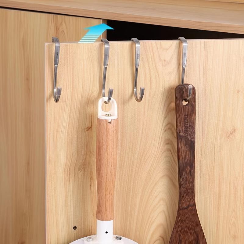 4pcs Stainless Steel Cabinet Hooks - Bathroom and Bedroom Organizer