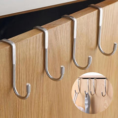 4pcs Stainless Steel Cabinet Hooks - Bathroom and Bedroom Organizer