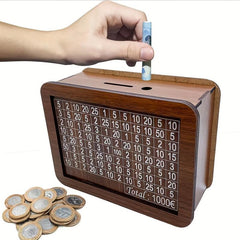 Vintage Wooden Money Box with Counter Coin Bank for Kids - Perfect Gift