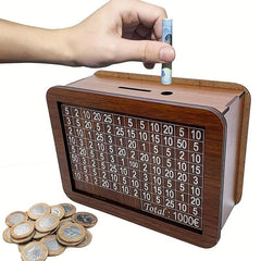 Vintage Wooden Money Box with Counter Coin Bank for Kids - Perfect Gift