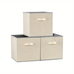 3pcs 27 Storage Cubes Foldable Storage Bins With Handles Fabric