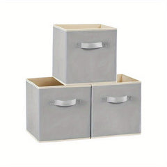 3pcs 27 Storage Cubes Foldable Storage Bins With Handles Fabric