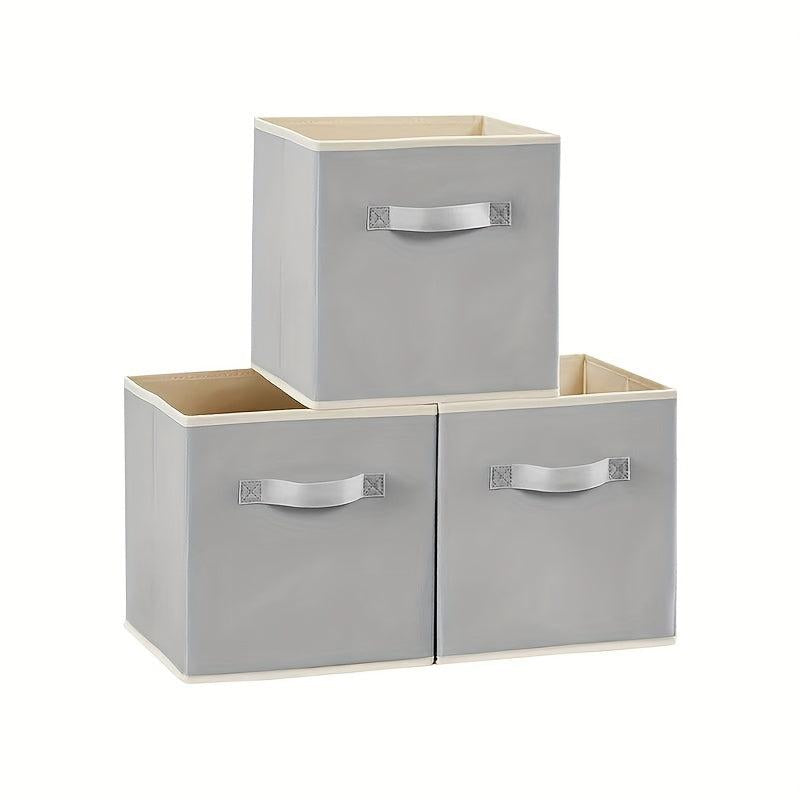 3pcs 27 Storage Cubes Foldable Storage Bins With Handles Fabric