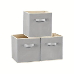 3pcs 27 Storage Cubes Foldable Storage Bins With Handles Fabric