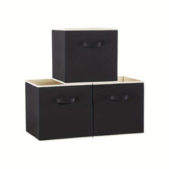 3pcs 27 Storage Cubes Foldable Storage Bins With Handles Fabric