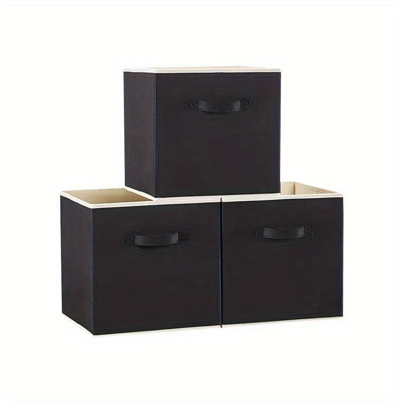 3pcs 27 Storage Cubes Foldable Storage Bins With Handles Fabric