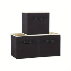3pcs 27 Storage Cubes Foldable Storage Bins With Handles Fabric