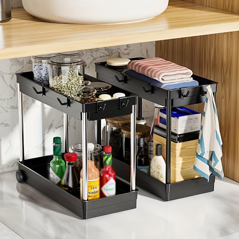 Under Sink Double Layer Stainless Steel Storage Rack