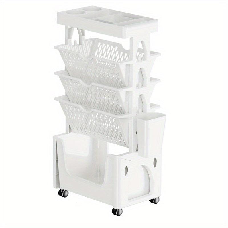 5-6 Layers Table Side Storage Basket with Caster Wheels