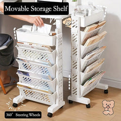 5-6 Layers Table Side Storage Basket with Caster Wheels