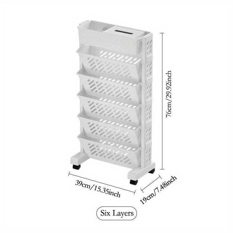 5-6 Layers Table Side Storage Basket with Caster Wheels