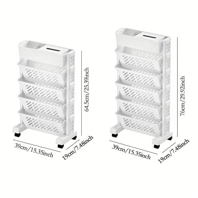 5-6 Layers Table Side Storage Basket with Caster Wheels