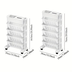 5-6 Layers Table Side Storage Basket with Caster Wheels