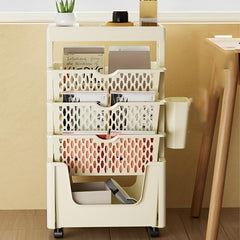 5-6 Layers Table Side Storage Basket with Caster Wheels