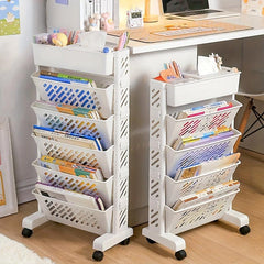 5-6 Layers Table Side Storage Basket with Caster Wheels