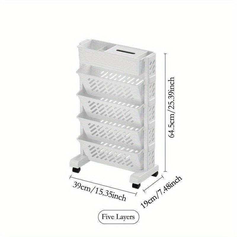 5-6 Layers Table Side Storage Basket with Caster Wheels
