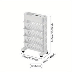 5-6 Layers Table Side Storage Basket with Caster Wheels