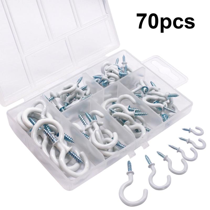 70pcs Heavy Duty Screw Hooks for Hanging Outdoor Lights Plants