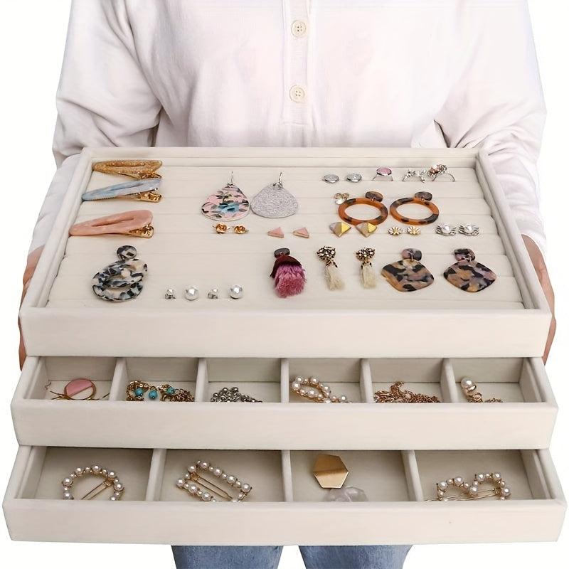 Portable Velvet Jewelry Tray Stackable Jewelry Holder