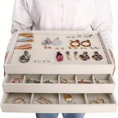 Portable Velvet Jewelry Tray Stackable Jewelry Holder