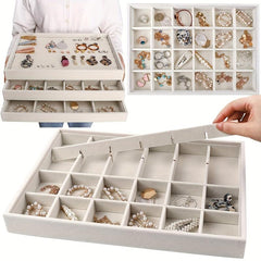 Portable Velvet Jewelry Tray Stackable Jewelry Holder