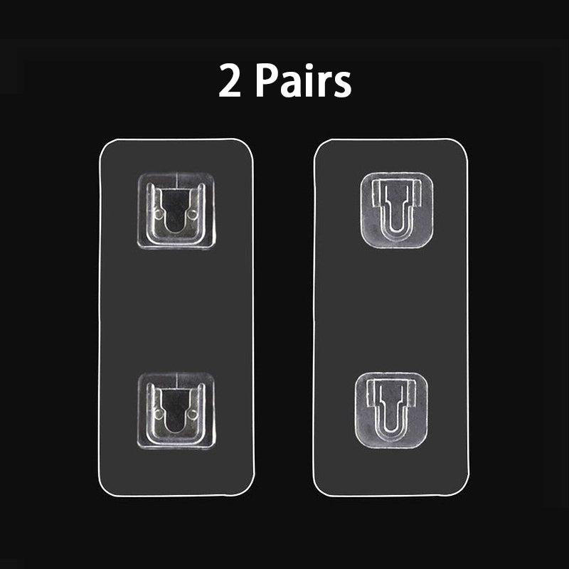 5pairs Double Side Adhesive Wall Hook Transparent Fixing Hook For Socker Router