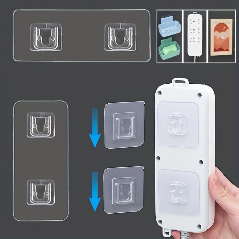 5pairs Double Side Adhesive Wall Hook Transparent Fixing Hook For Socker Router