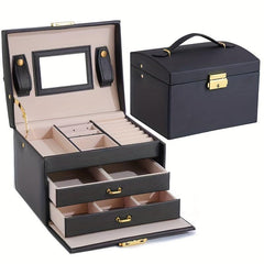Portable Jewelry Box Large Capacity Organizer Drawer Storage Box