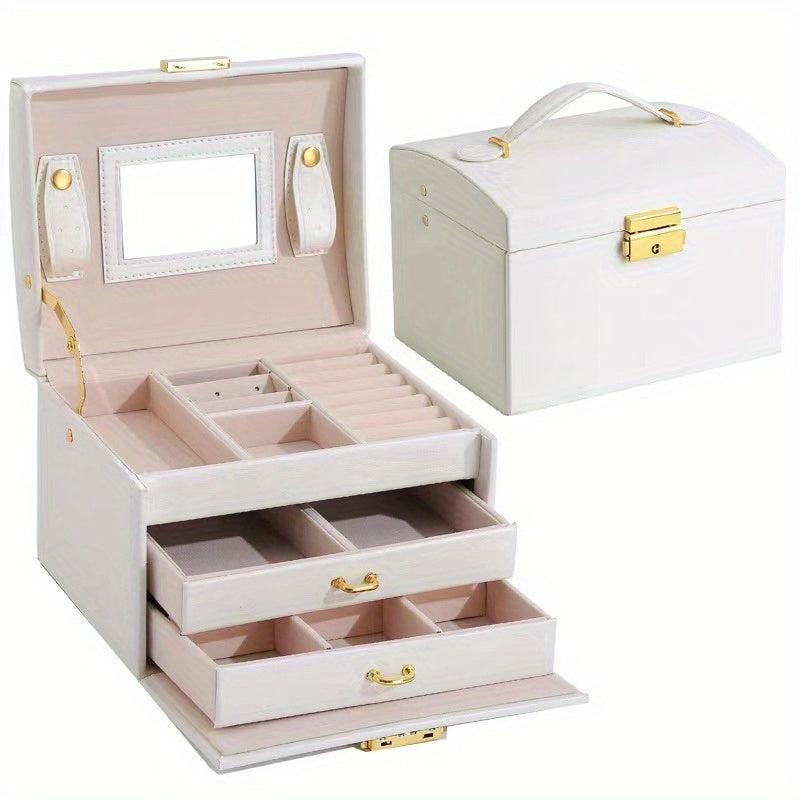 Portable Jewelry Box Large Capacity Organizer Drawer Storage Box
