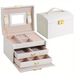 Portable Jewelry Box Large Capacity Organizer Drawer Storage Box