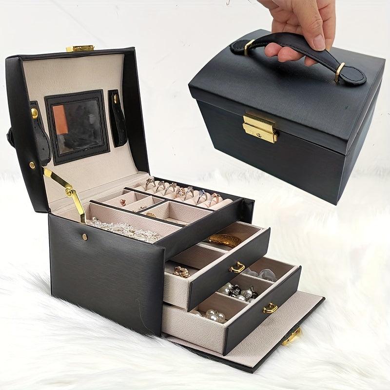 Portable Jewelry Box Large Capacity Organizer Drawer Storage Box