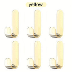 6pcs Translucent Sticky Wall Hook Self Adhesive J Shaped Coat Hook