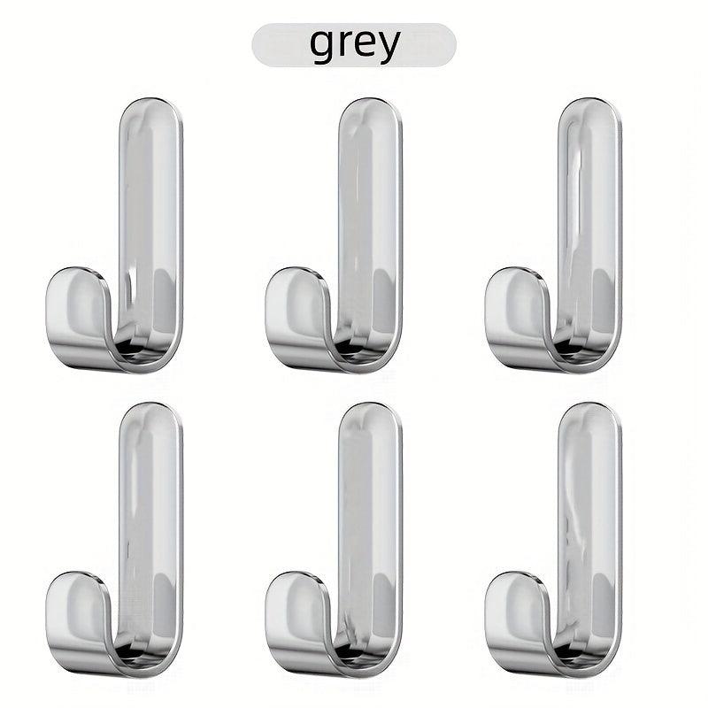6pcs Translucent Sticky Wall Hook Self Adhesive J Shaped Coat Hook