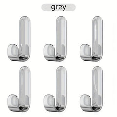 6pcs Translucent Sticky Wall Hook Self Adhesive J Shaped Coat Hook