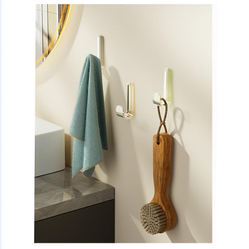 6pcs Translucent Sticky Wall Hook Self Adhesive J Shaped Coat Hook