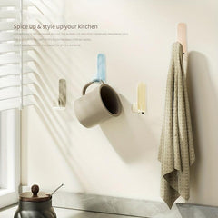 6pcs Translucent Sticky Wall Hook Self Adhesive J Shaped Coat Hook