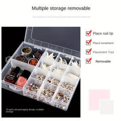Clear Plastic Storage Box with 14 Detachable Grids for Makeup Jewelry Beads