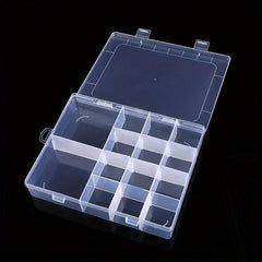 Clear Plastic Storage Box with 14 Detachable Grids for Makeup Jewelry Beads