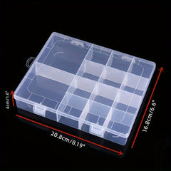 Clear Plastic Storage Box with 14 Detachable Grids for Makeup Jewelry Beads