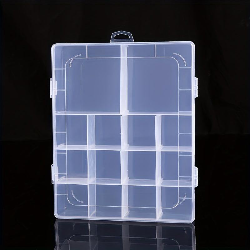 Clear Plastic Storage Box with 14 Detachable Grids for Makeup Jewelry Beads