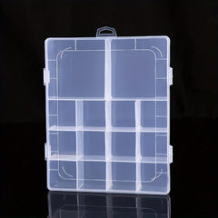 Clear Plastic Storage Box with 14 Detachable Grids for Makeup Jewelry Beads
