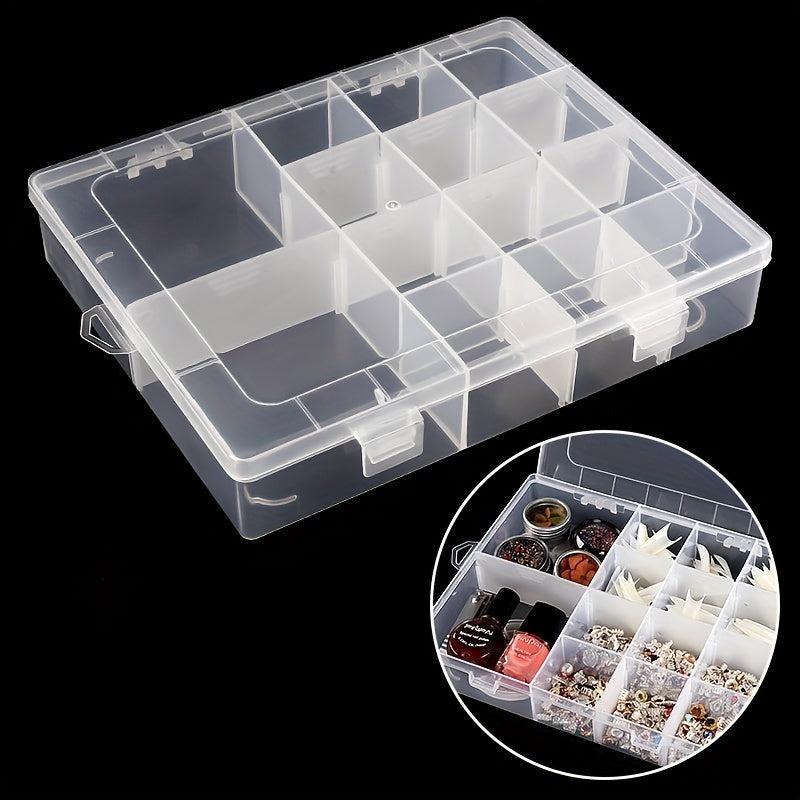 Clear Plastic Storage Box with 14 Detachable Grids for Makeup Jewelry Beads