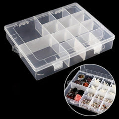Clear Plastic Storage Box with 14 Detachable Grids for Makeup Jewelry Beads