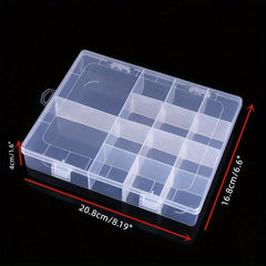 Clear Plastic Storage Box with 14 Detachable Grids for Makeup Jewelry Beads