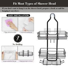 Shower Caddy Over Shower Head Anti Swing Rustproof Shower Organizer