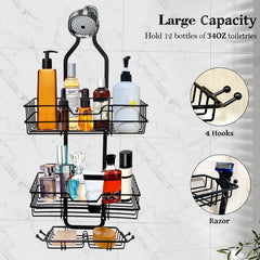 Shower Caddy Over Shower Head Anti Swing Rustproof Shower Organizer