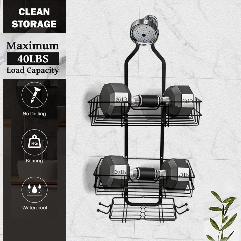 Shower Caddy Over Shower Head Anti Swing Rustproof Shower Organizer