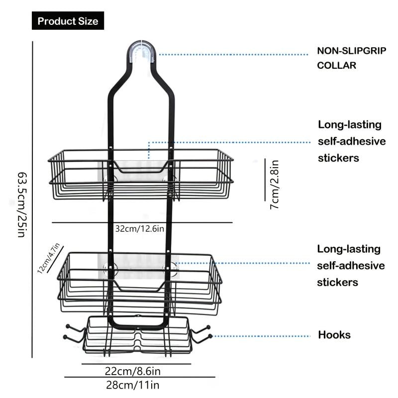 Shower Caddy Over Shower Head Anti Swing Rustproof Shower Organizer