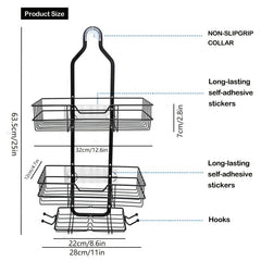 Shower Caddy Over Shower Head Anti Swing Rustproof Shower Organizer